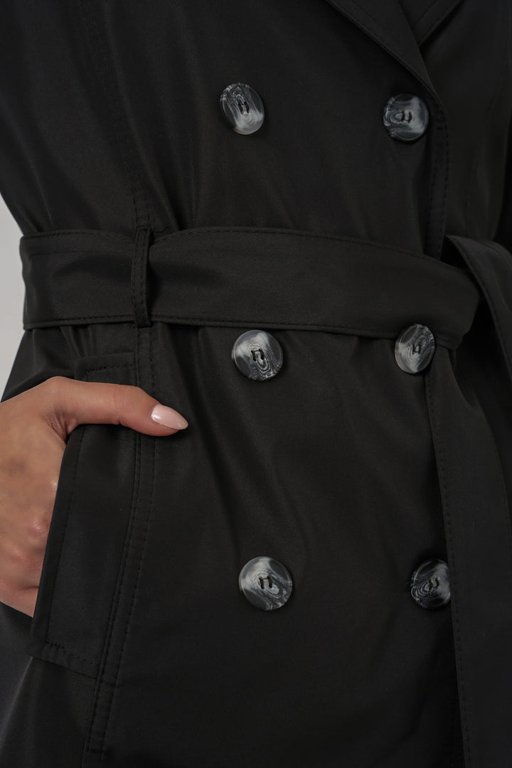 Bigdart Manteau court ceinturé femme 5982 - Noir