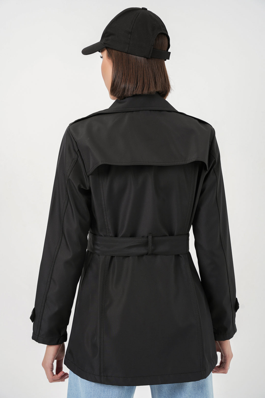 Bigdart Manteau court ceinturé femme 5982 - Noir