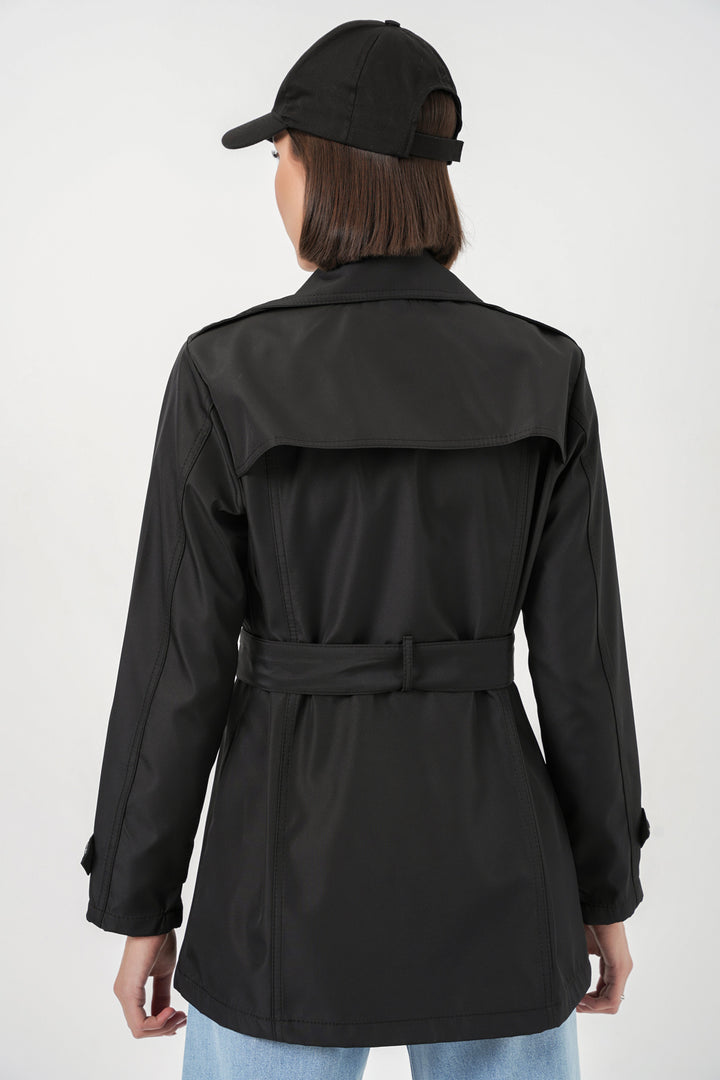 Bigdart Manteau court ceinturé femme 5982 - Noir