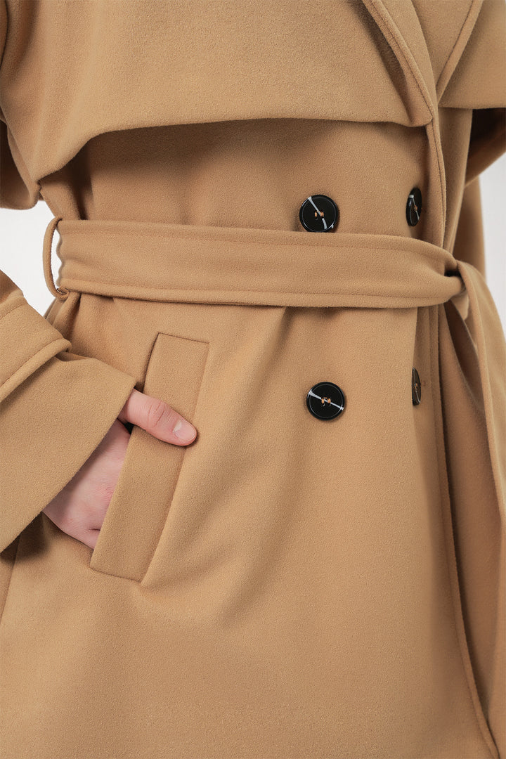 Bigdart Manteau Oversize en Laine Ceinturé Femme 9157 - Moutarde