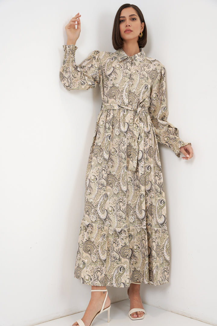 Bigdart Robe de hijab à ceinture pour femme 2589 - Beige