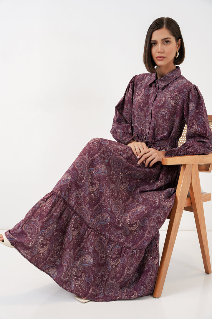 Bigdart Robe de hijab à ceinture pour femme 2589 - Bordeaux