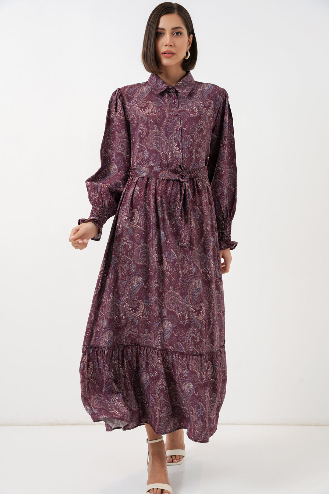 Bigdart Robe de hijab à ceinture pour femme 2589 - Bordeaux