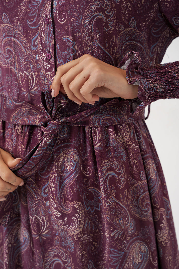 Bigdart Robe de hijab à ceinture pour femme 2589 - Bordeaux