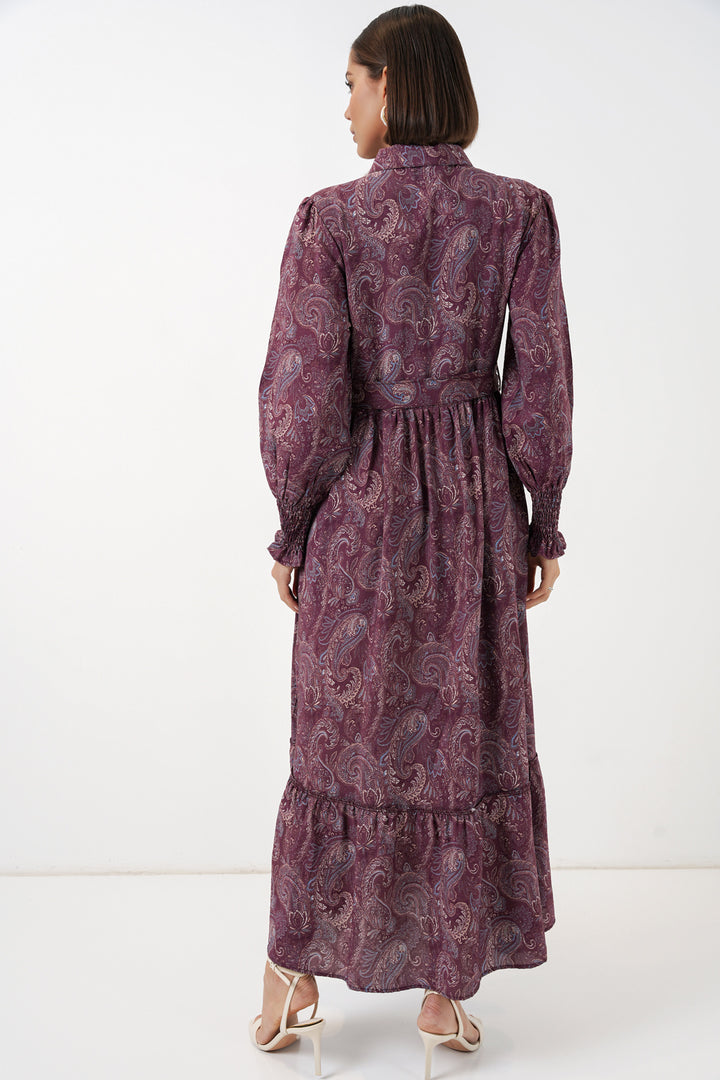 Bigdart Robe de hijab à ceinture pour femme 2589 - Bordeaux