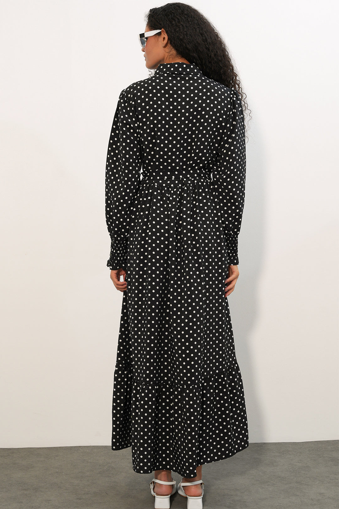 Bigdart Robe de hijab à pois avec ceinture pour femme 2589 - Noir profond