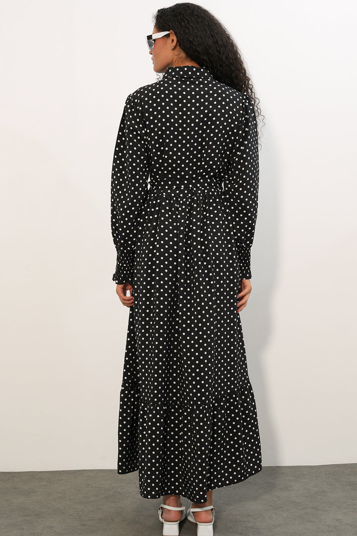 Bigdart Robe de hijab à pois avec ceinture pour femme 2589 - Noir profond