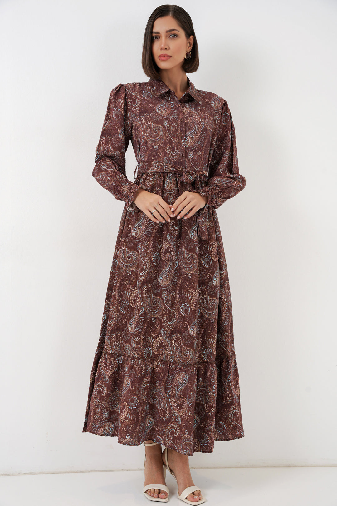Bigdart Robe de hijab à ceinture pour femme 2589 - Marron