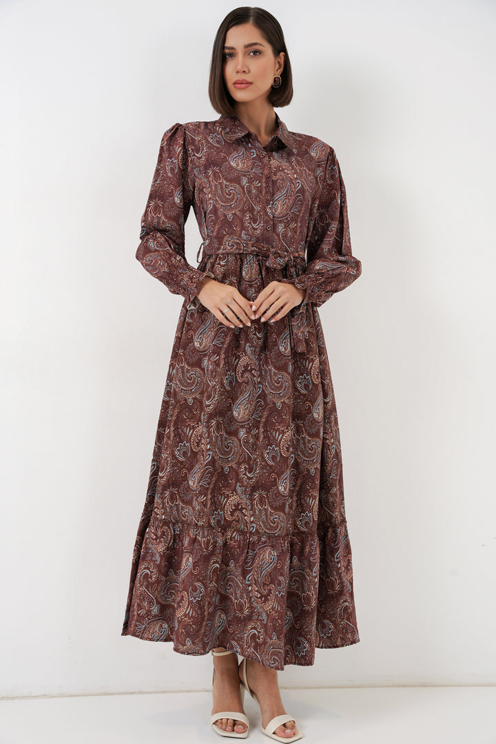 Bigdart Robe de hijab à ceinture pour femme 2589 - Marron