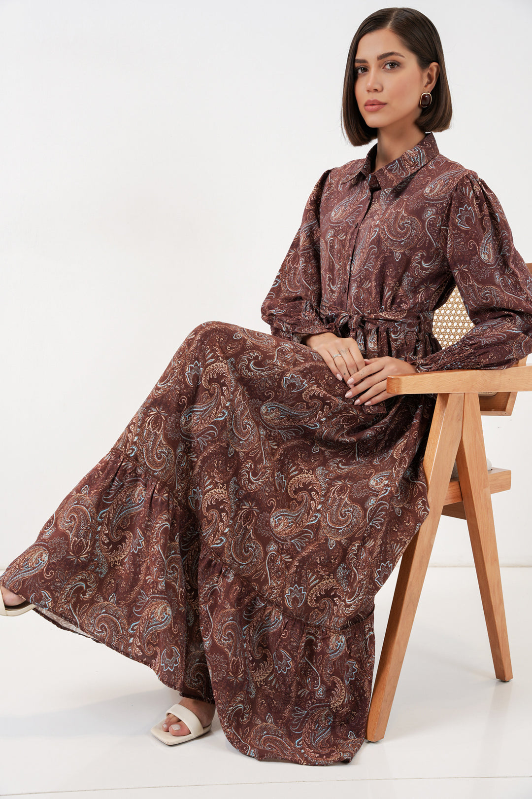 Bigdart Robe de hijab à ceinture pour femme 2589 - Marron