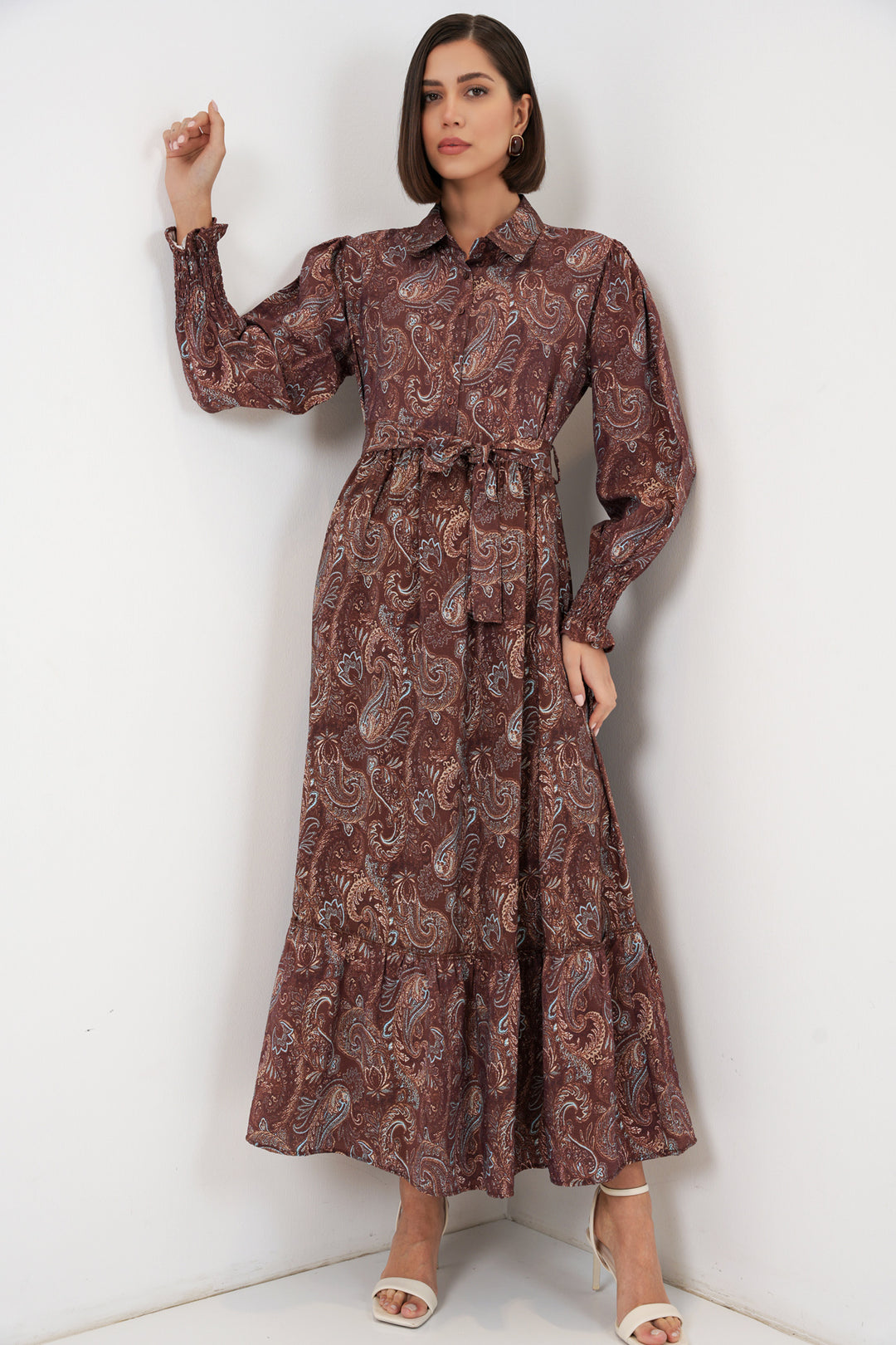 Bigdart Robe de hijab à ceinture pour femme 2589 - Marron