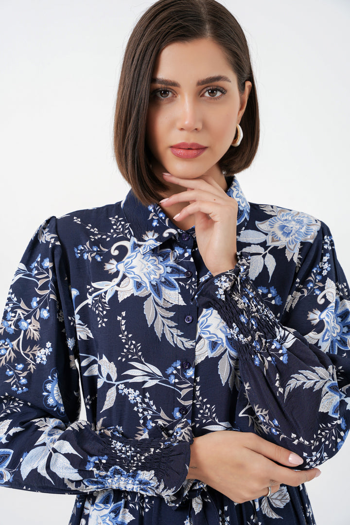 Bigdart Robe de hijab à ceinture pour femme 2589 - Bleu marine