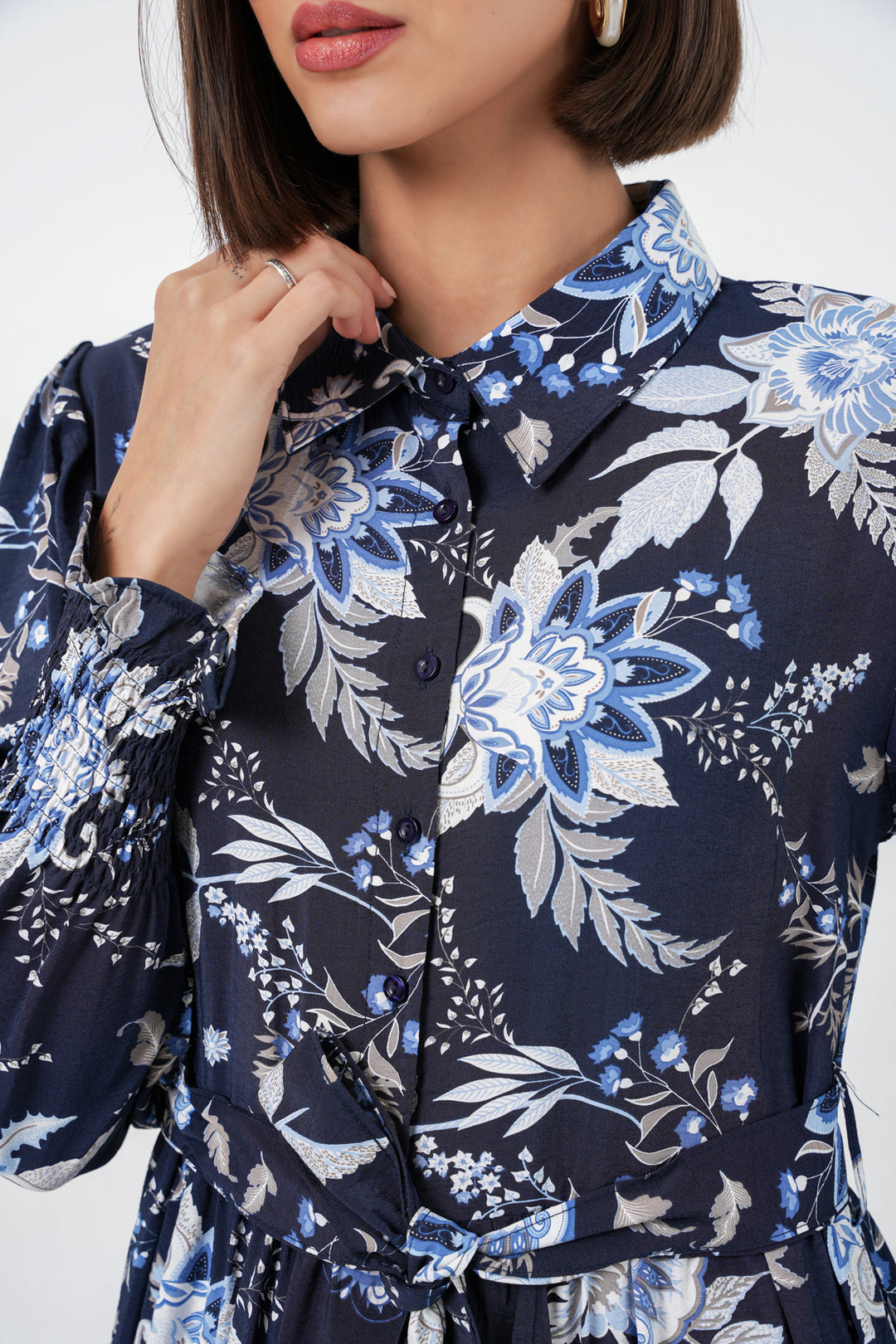 Bigdart Robe de hijab à ceinture pour femme 2589 - Bleu marine