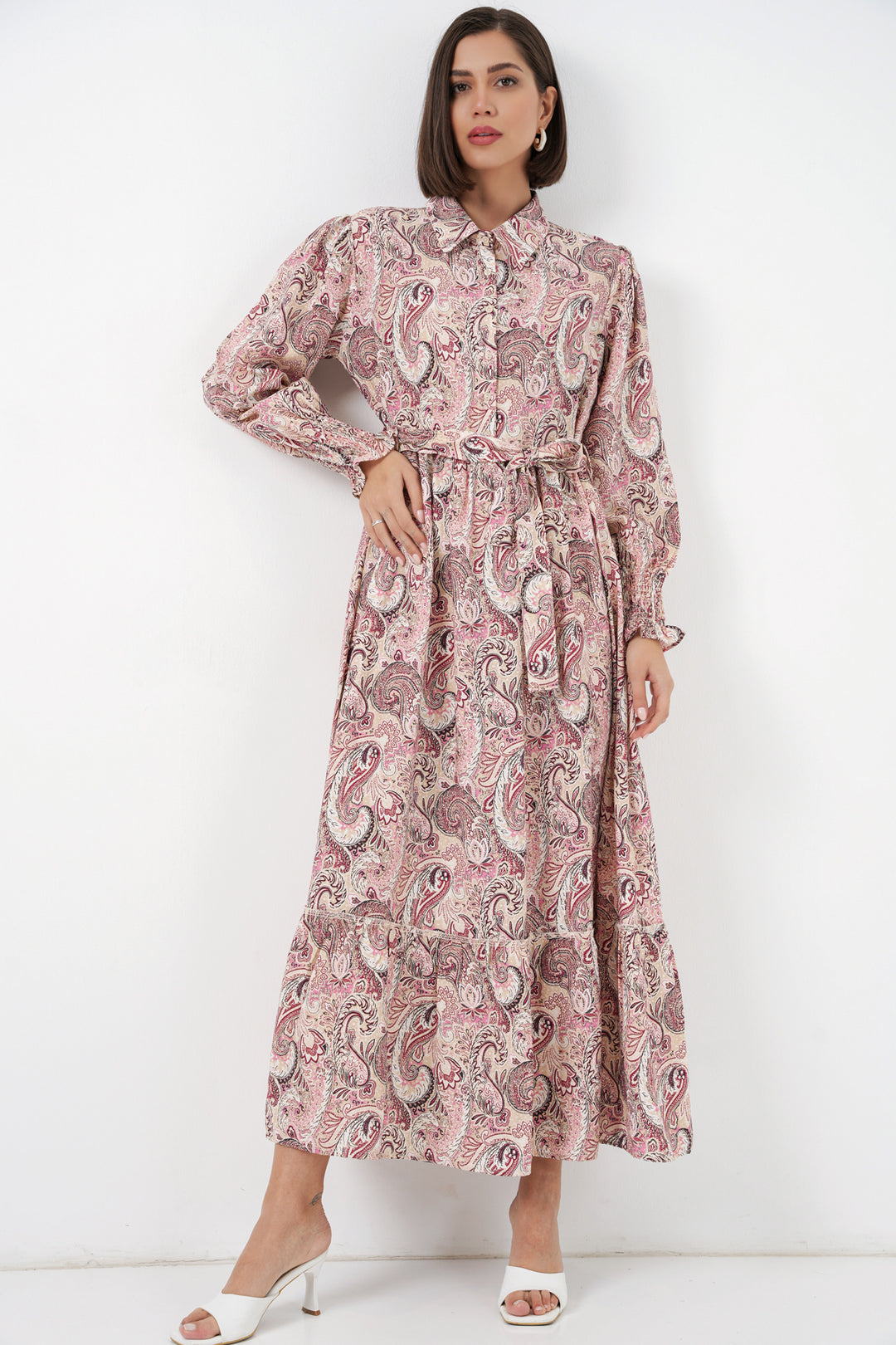 Bigdart Robe de hijab à ceinture pour femme 2589 - Rose