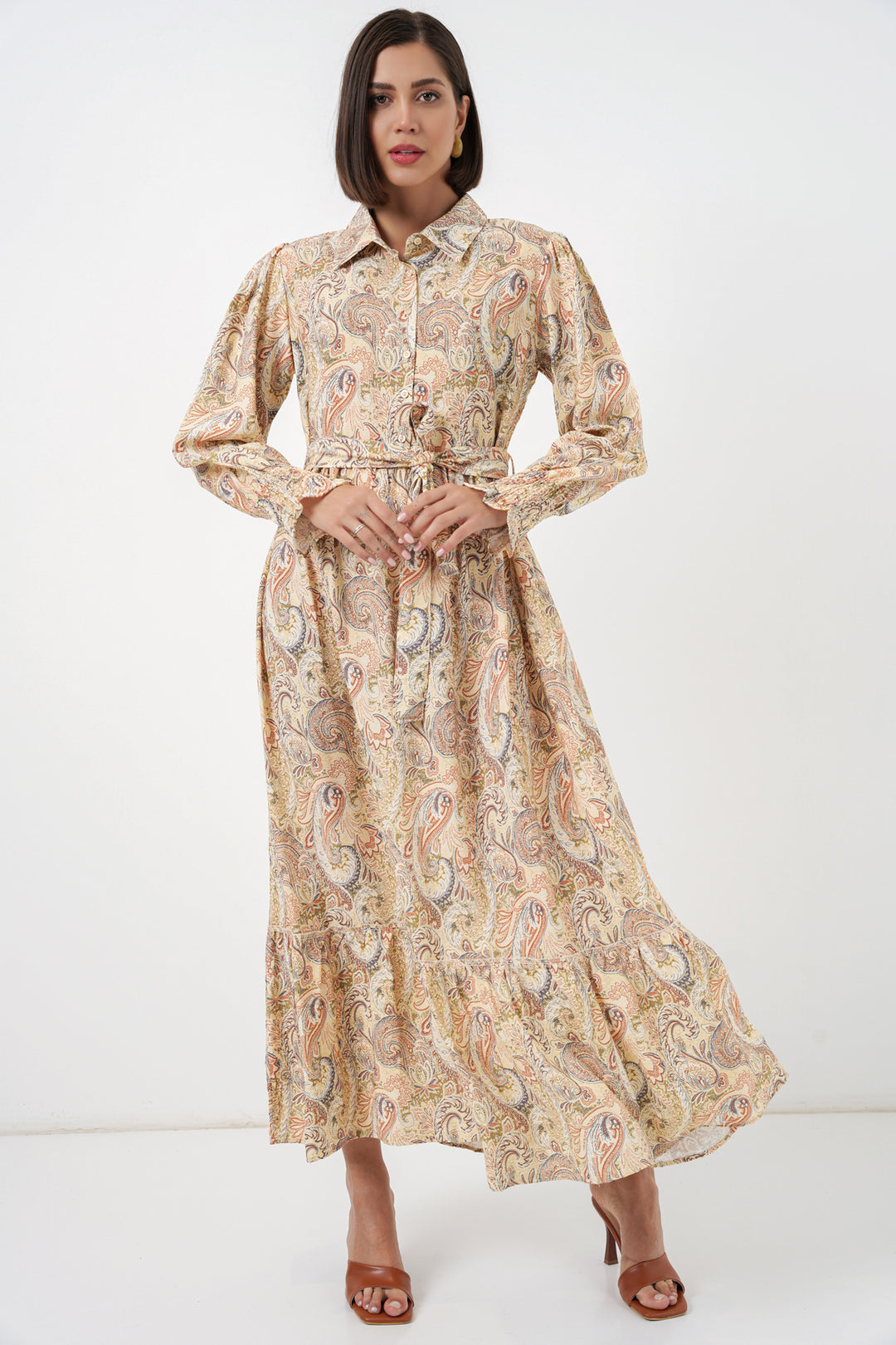 Bigdart Robe de hijab à ceinture pour femme 2589 - Jaune