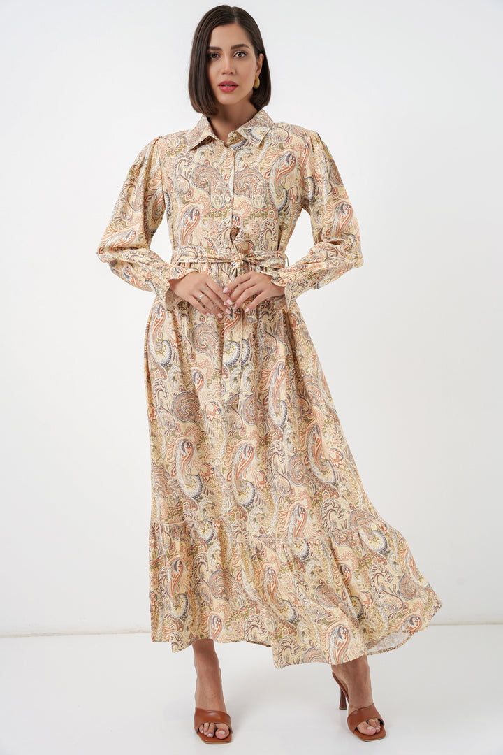 Bigdart Robe de hijab à ceinture pour femme 2589 - Jaune