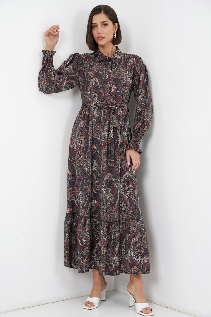 Bigdart Robe de hijab à ceinture pour femme 2589 - Noir