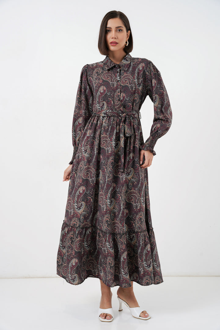 Bigdart Robe de hijab à ceinture pour femme 2589 - Noir