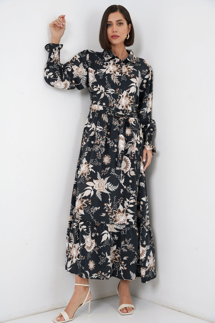 Bigdart Robe de modestie à ceinture pour femme 2589 - Y.Noir