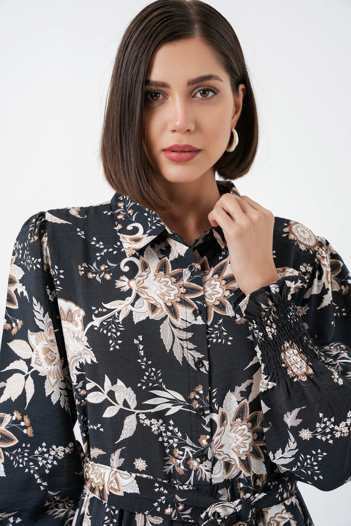 Bigdart Robe de modestie à ceinture pour femme 2589 - Y.Noir