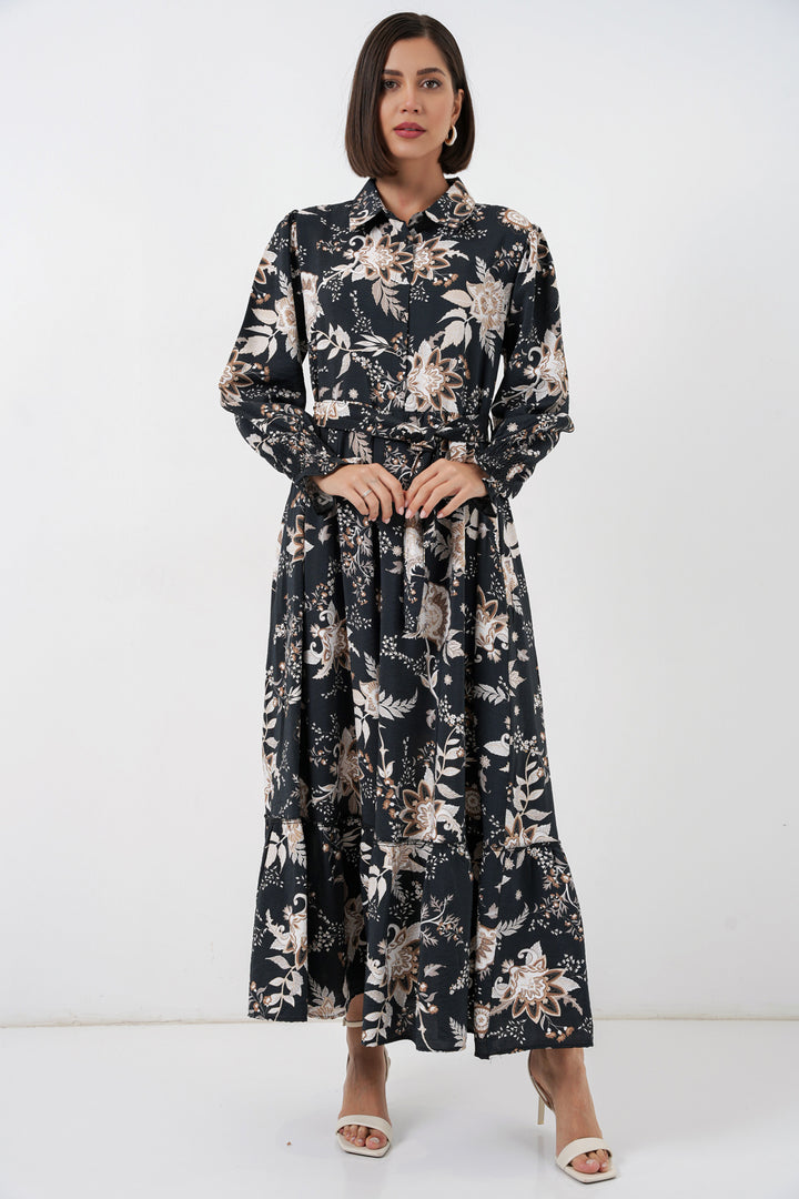 Bigdart Robe de modestie à ceinture pour femme 2589 - Y.Noir