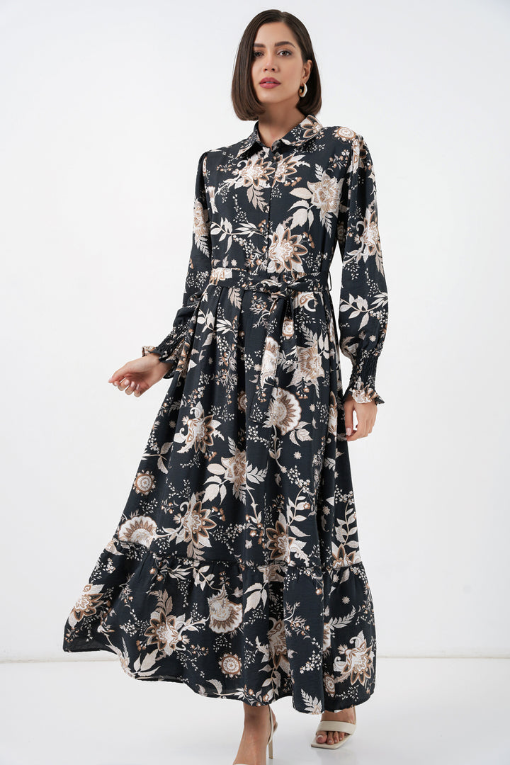 Bigdart Robe de modestie à ceinture pour femme 2589 - Y.Noir