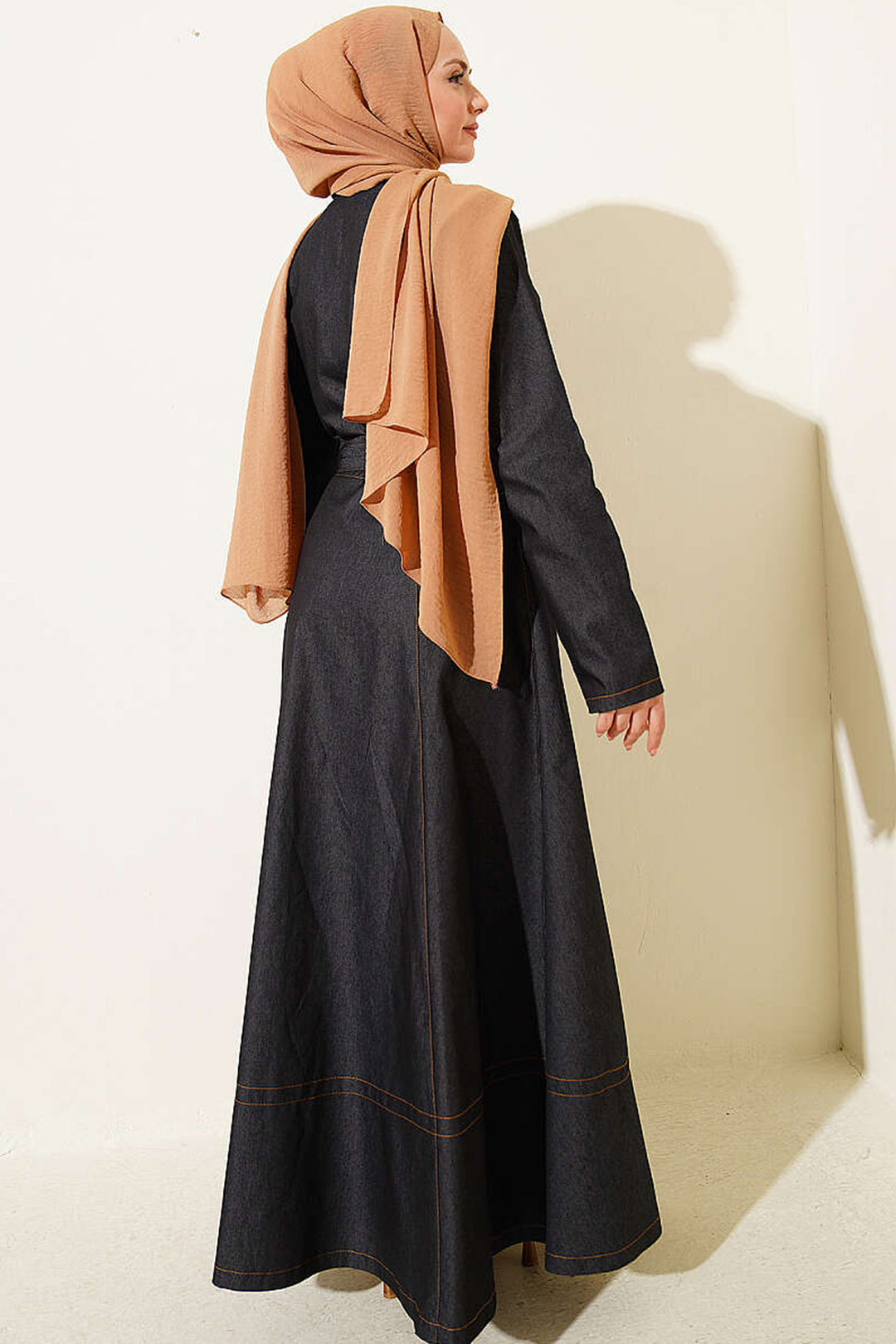 Bigdart Robe en denim longue ceinturée femme 2595 - Anthracite