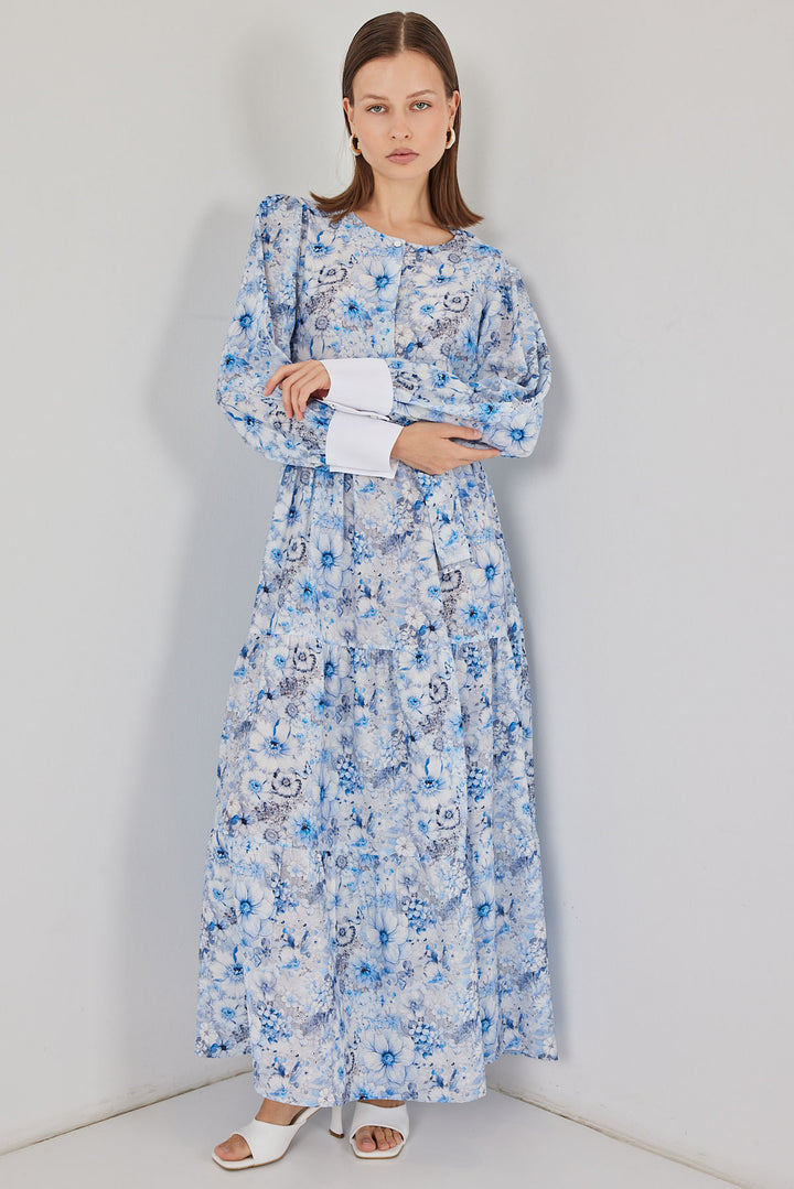Bigdart Robe longue ceinturée pour femme 2584 - Bleu