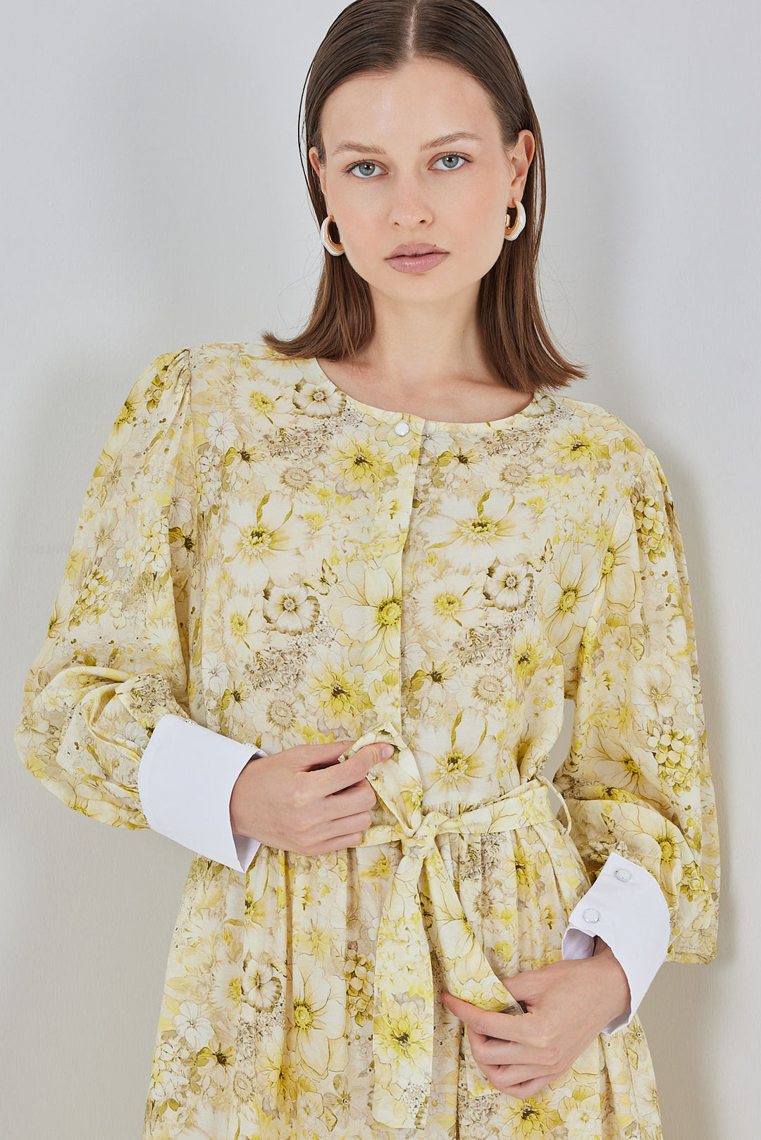 Bigdart Robe longue ceinturée pour femme 2584 - Jaune