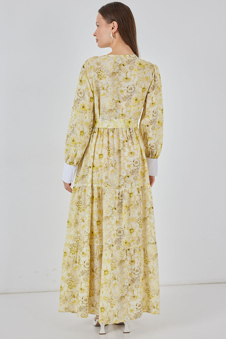 Bigdart Robe longue ceinturée pour femme 2584 - Jaune