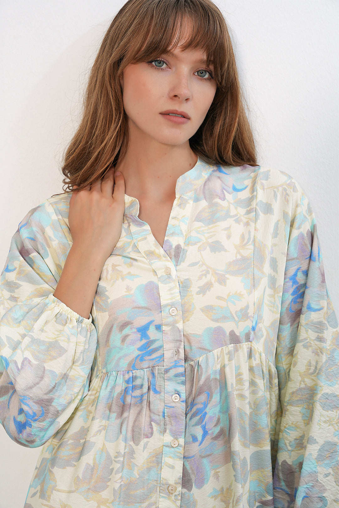 Bigdart Robe longue modeste en tissu Lilies pour femme 2593-A Bleu