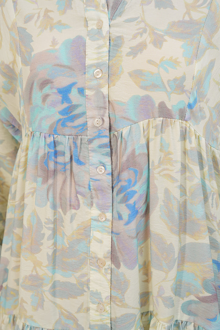 Bigdart Robe longue modeste en tissu Lilies pour femme 2593-A Bleu