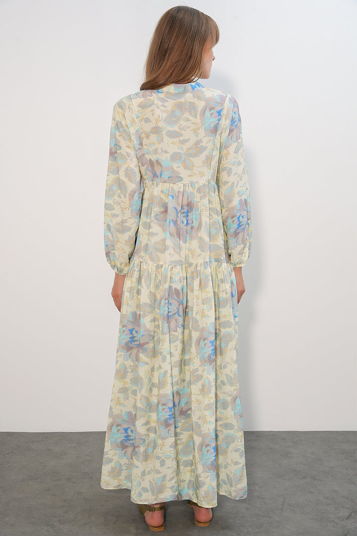 Bigdart Robe longue modeste en tissu Lilies pour femme 2593-A Bleu