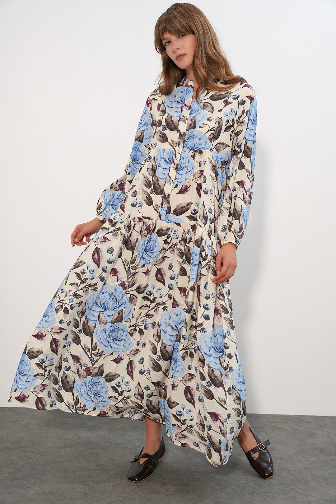 Bigdart Robe longue modeste en tissu Lys pour femme 2593 - Bleu clair