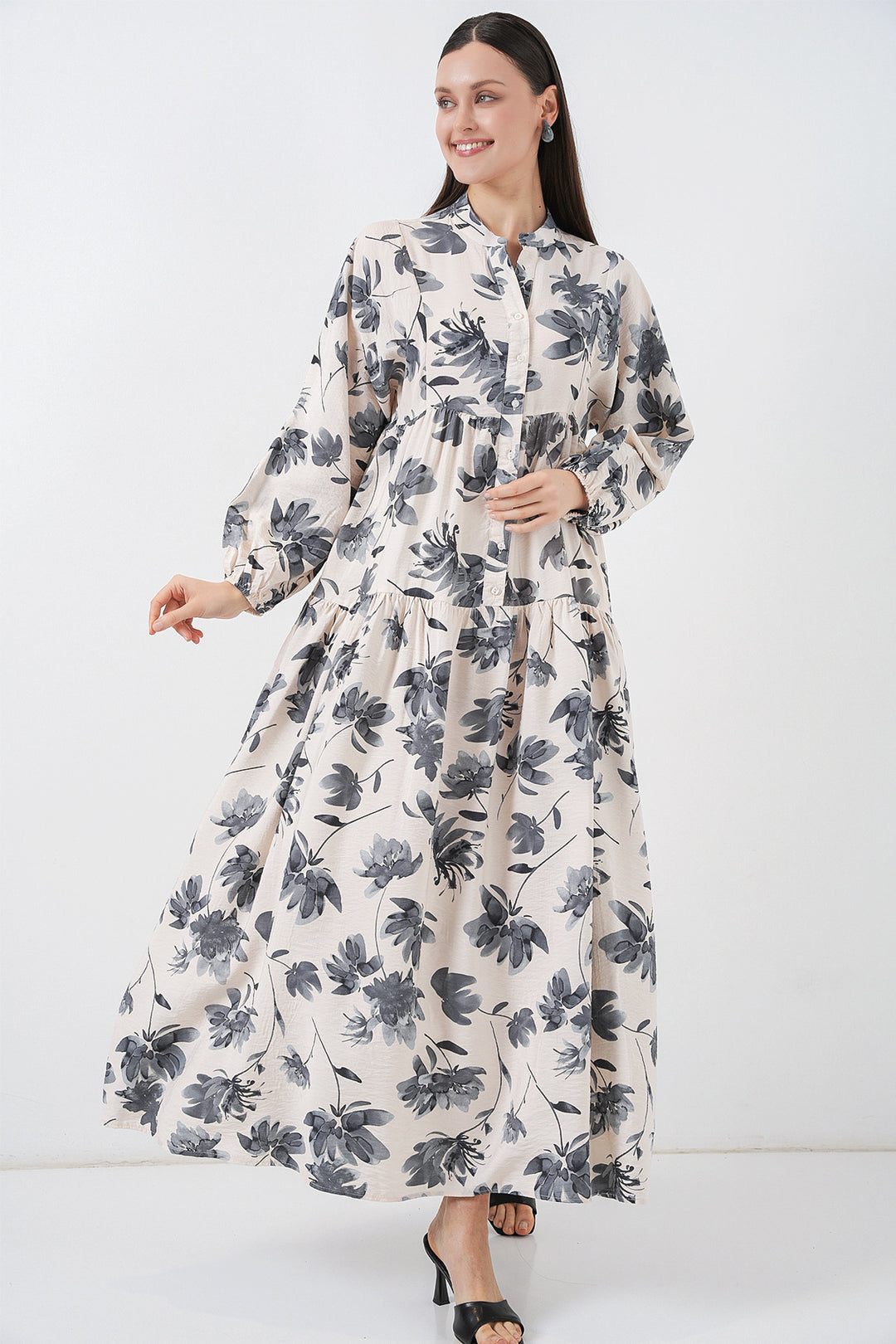 Bigdart Robe longue de modestie en tissu Lilyum pour femmes 2593 - Gris