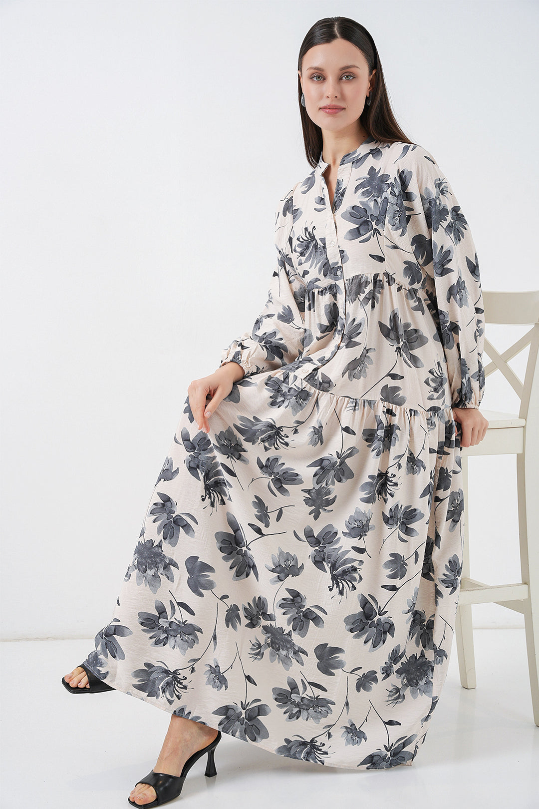 Bigdart Robe longue de modestie en tissu Lilyum pour femmes 2593 - Gris