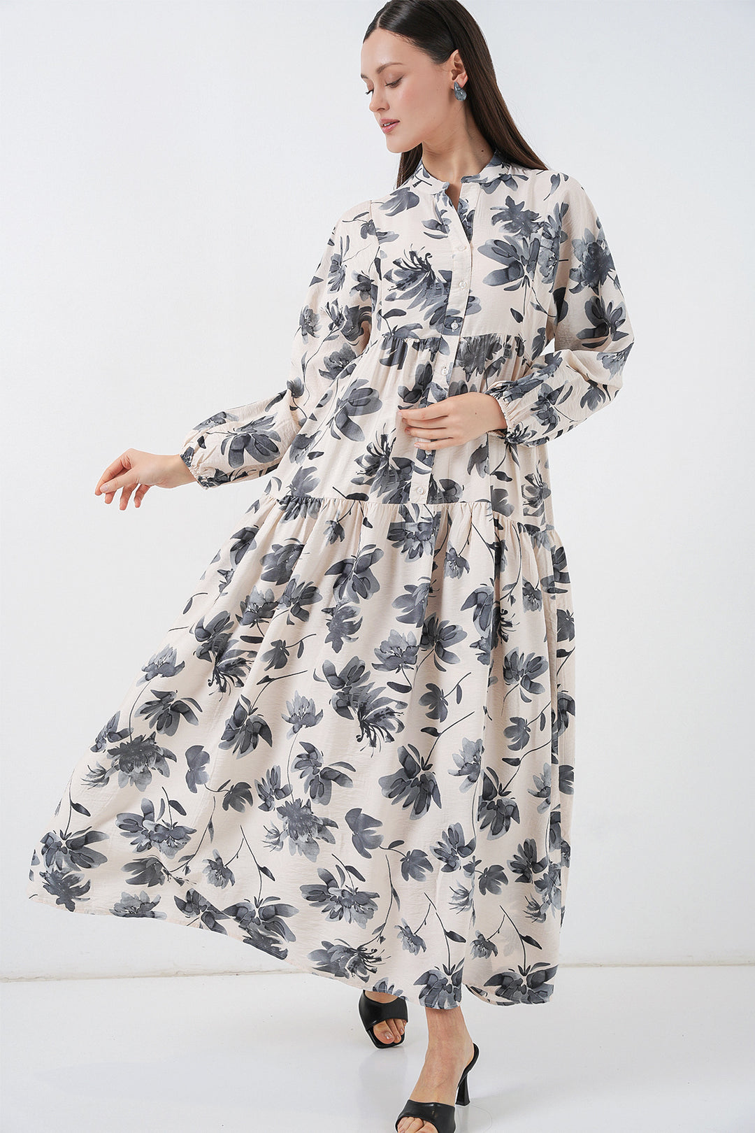 Bigdart Robe longue de modestie en tissu Lilyum pour femmes 2593 - Gris