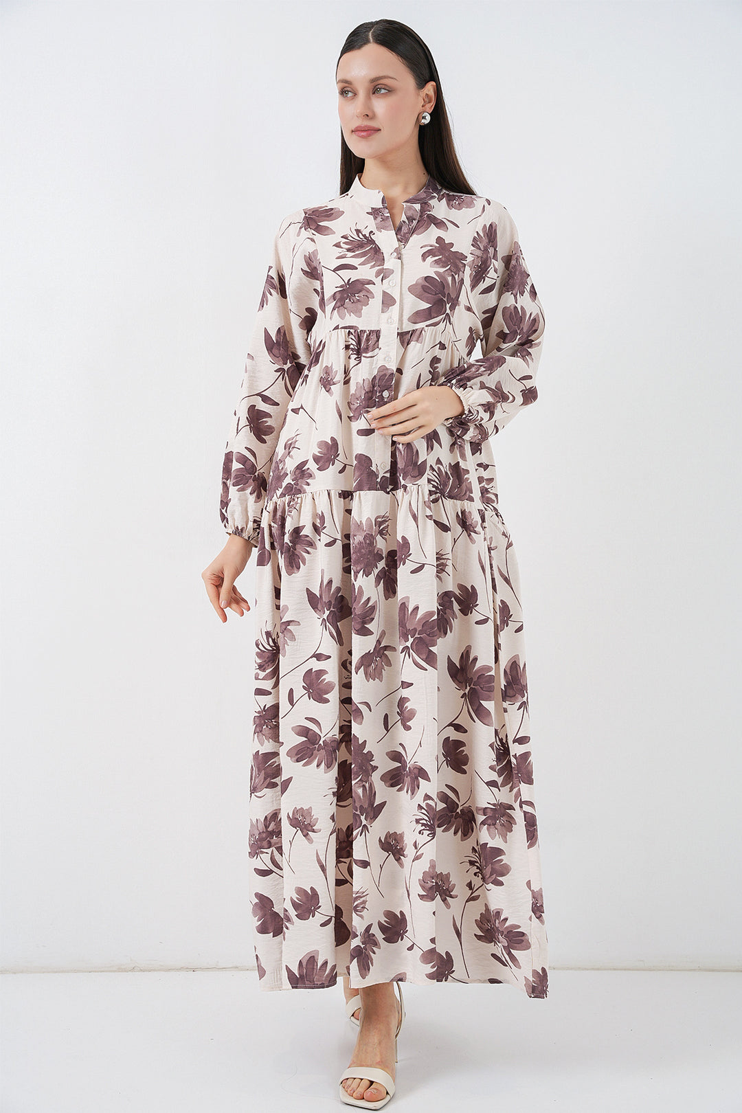 Bigdart Robe longue de modestie en tissu Lilyum pour femmes 2593 - Marron