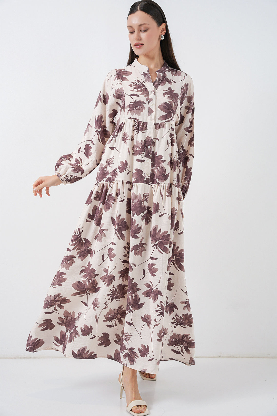 Bigdart Robe longue de modestie en tissu Lilyum pour femmes 2593 - Marron