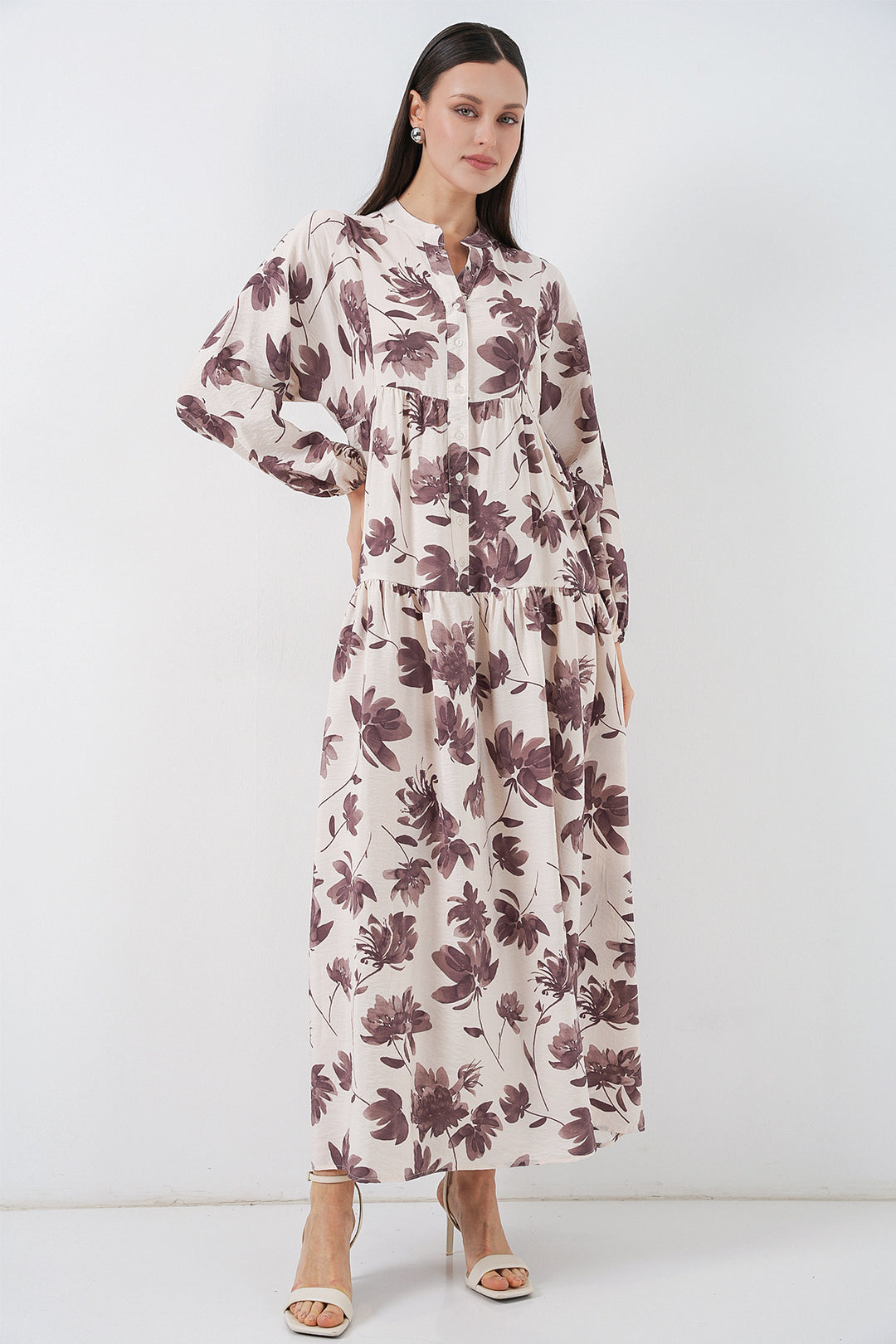 Bigdart Robe longue de modestie en tissu Lilyum pour femmes 2593 - Marron