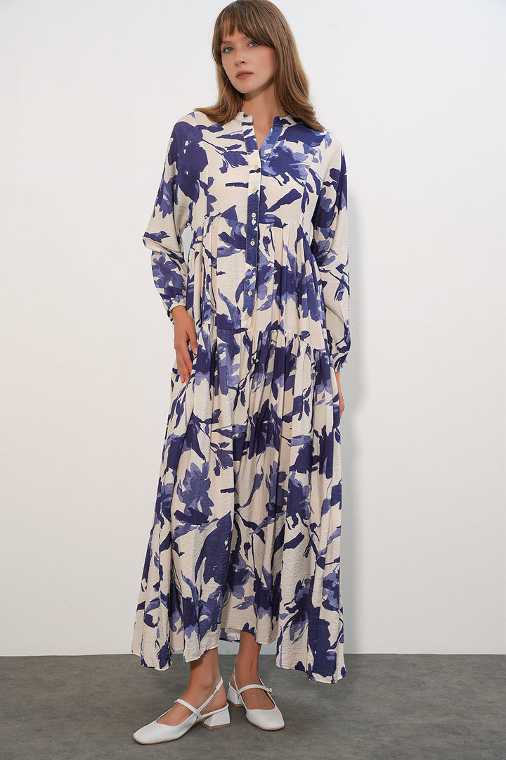 Bigdart Robe longue modeste en tissu Lys pour femme 2593 - Bleu marine