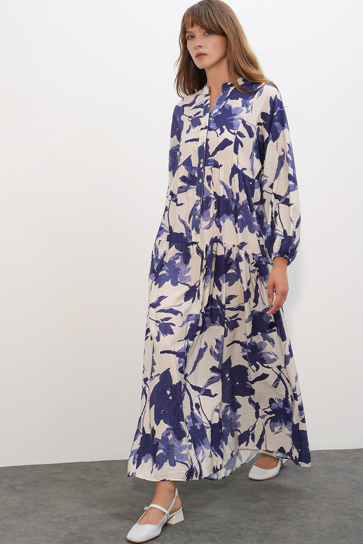 Bigdart Robe longue modeste en tissu Lys pour femme 2593 - Bleu marine