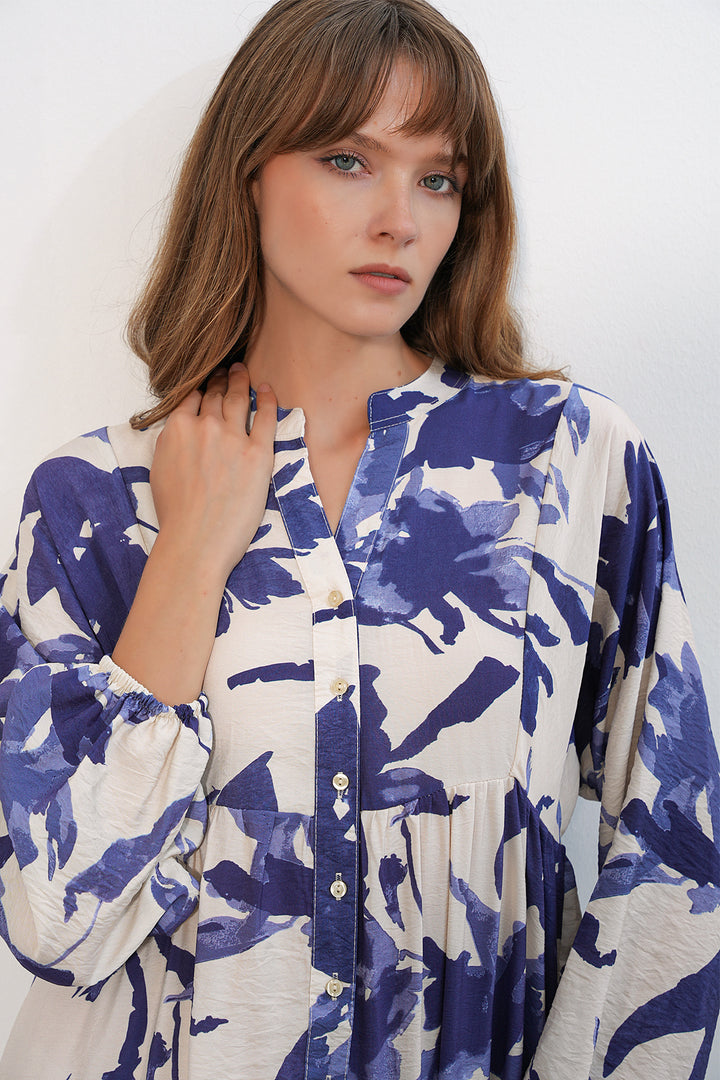 Bigdart Robe longue modeste en tissu Lys pour femme 2593 - Bleu marine