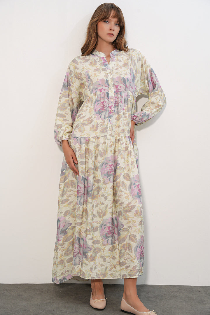 Bigdart Robe longue modeste en tissu Lys pour femme 2593 - poudre
