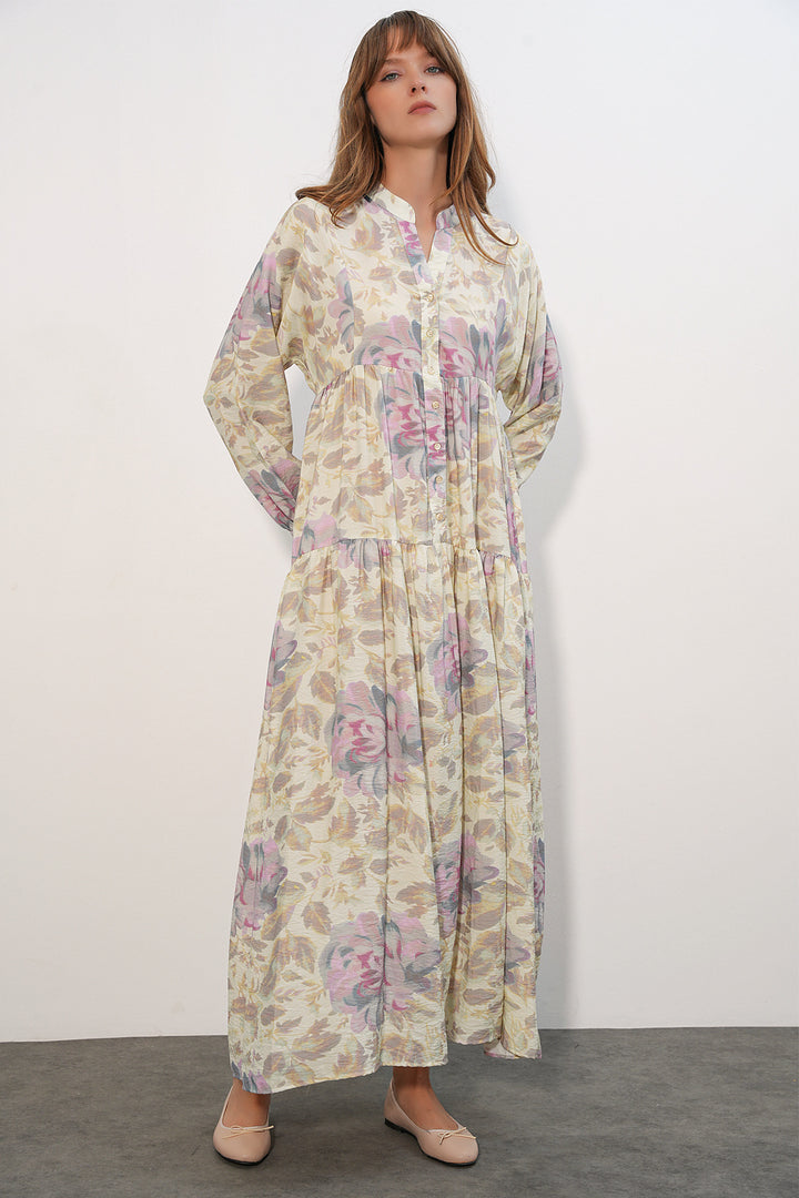 Bigdart Robe longue modeste en tissu Lys pour femme 2593 - poudre