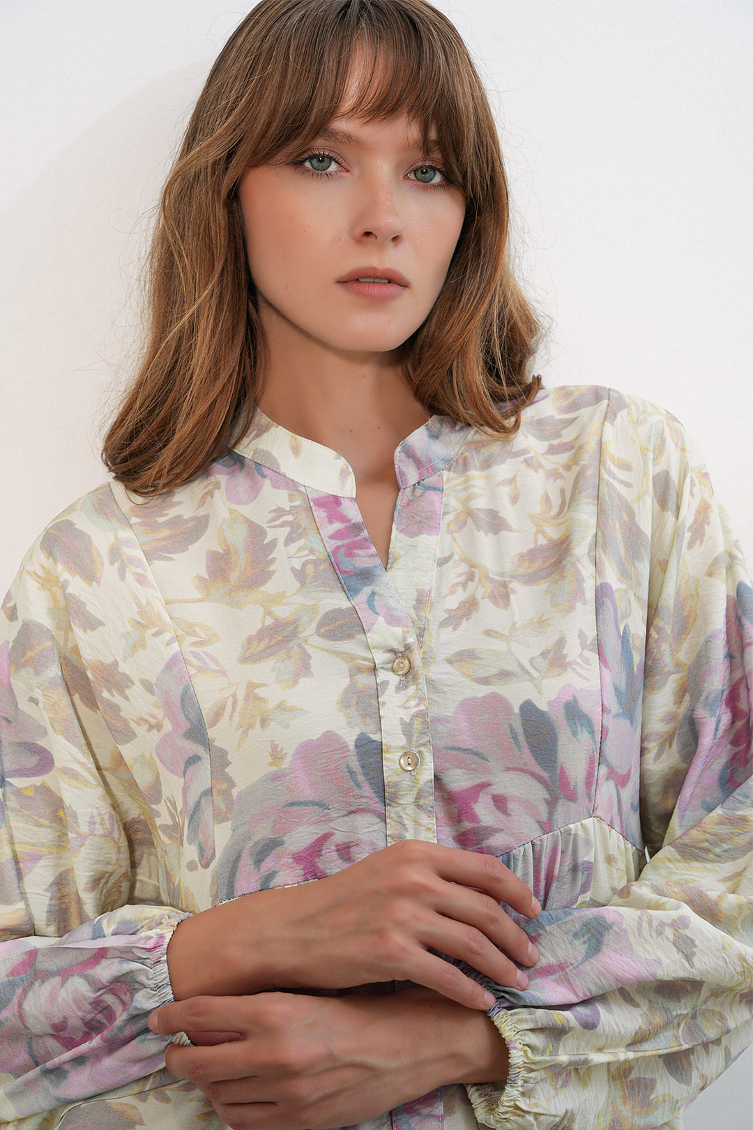 Bigdart Robe longue modeste en tissu Lys pour femme 2593 - poudre