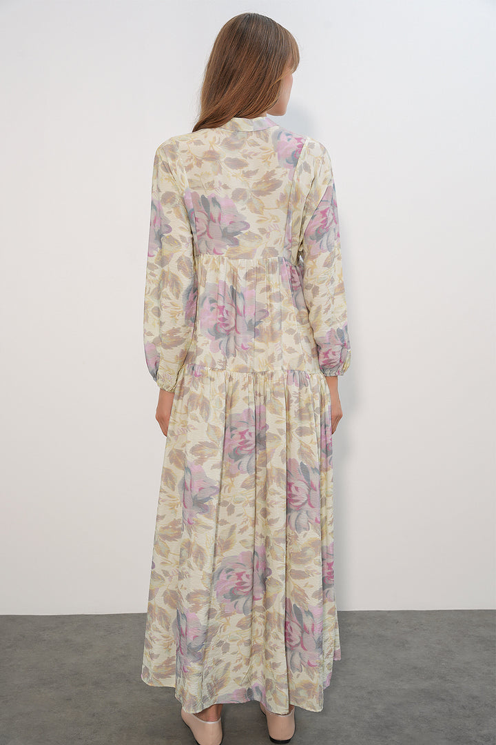 Bigdart Robe longue modeste en tissu Lys pour femme 2593 - poudre