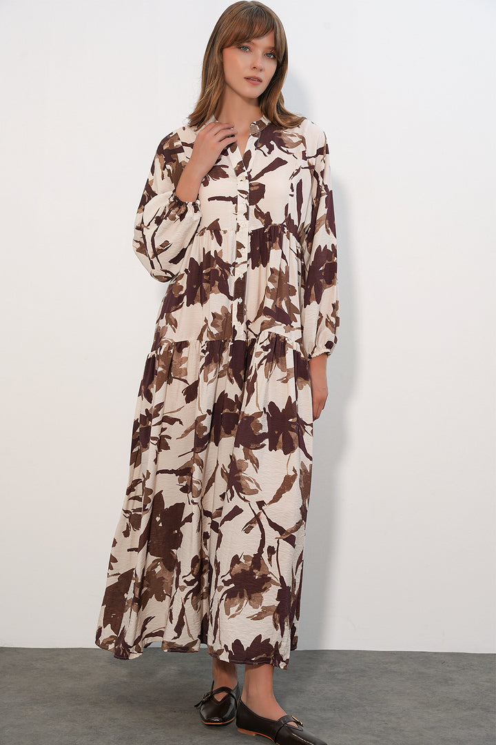 Bigdart Robe longue modeste en tissu Lys pour femme 2593 - Lait marron