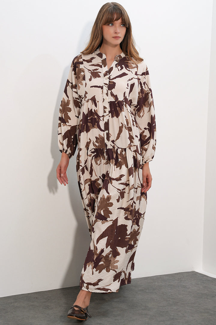 Bigdart Robe longue modeste en tissu Lys pour femme 2593 - Lait marron