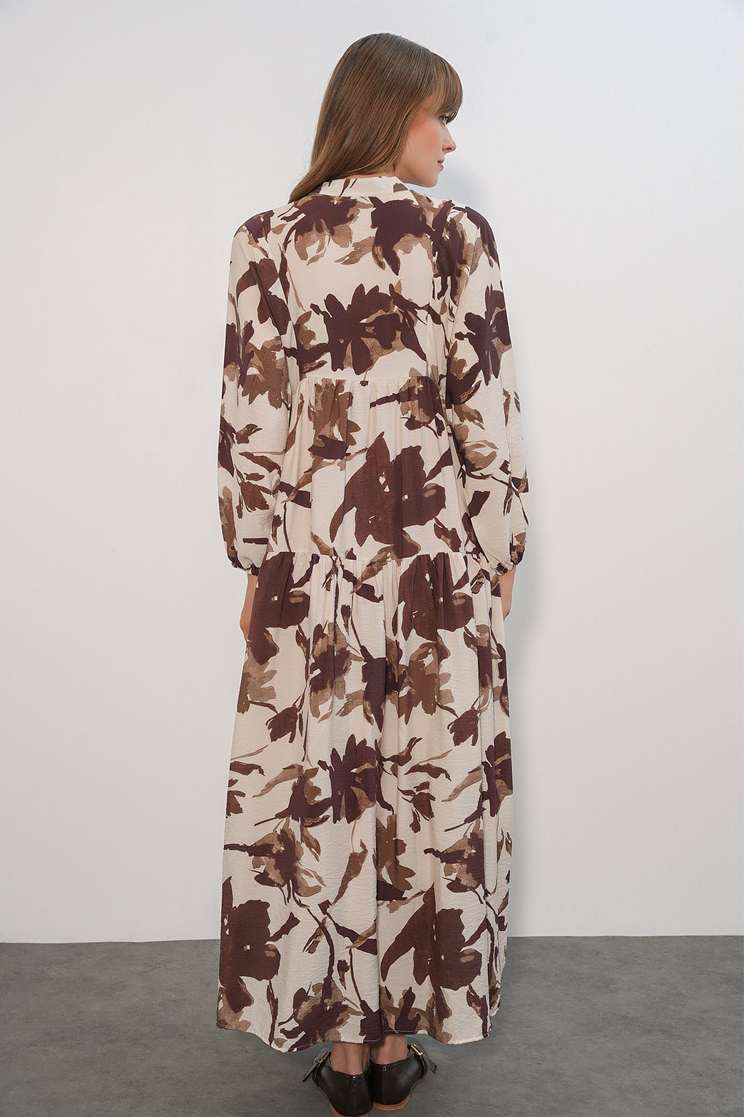 Bigdart Robe longue modeste en tissu Lys pour femme 2593 - Lait marron